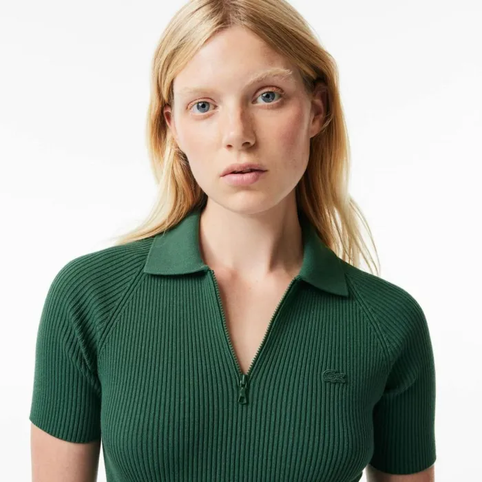 Dresses Women Lacoste Womens Knit Polo Dress Dark Green Smi