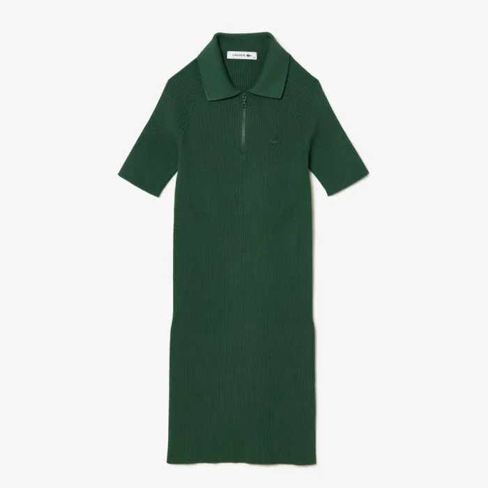 Dresses Women Lacoste Womens Knit Polo Dress Dark Green Smi