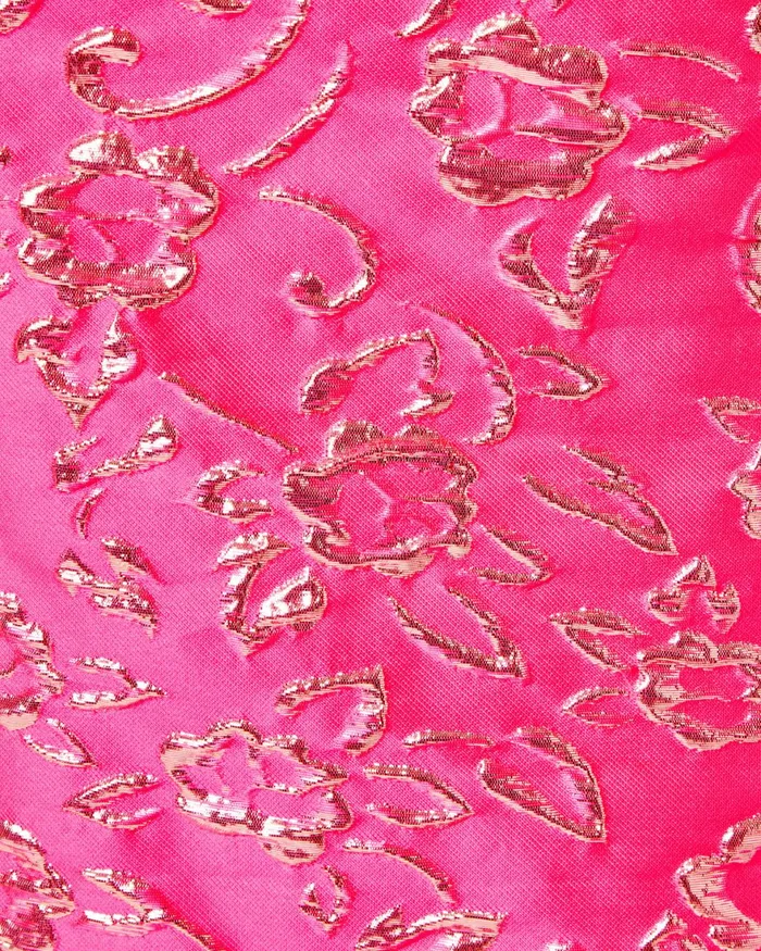 Dresses Women Lilly Pulitzer Shannie OneShoulder Dress Pink Grenadine Gold Puff Floral Brocade