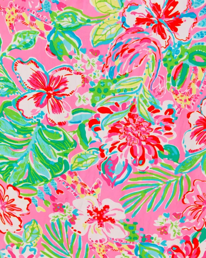 Dresses Women Lilly Pulitzer Shawnlee Elbow Sleeve OffTheShoulder Cotton Midi Dress Cerise Pink Safari Sunset