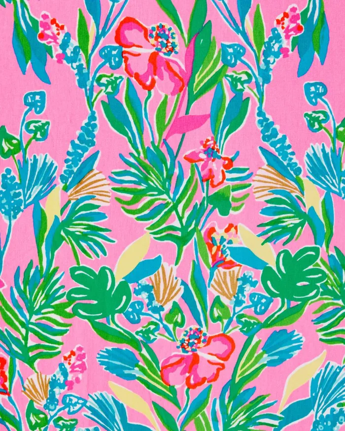 Dresses Women Lilly Pulitzer Shawnlee Elbow Sleeve OffTheShoulder Cotton Midi Dress Cerise Pink Safari Sunset