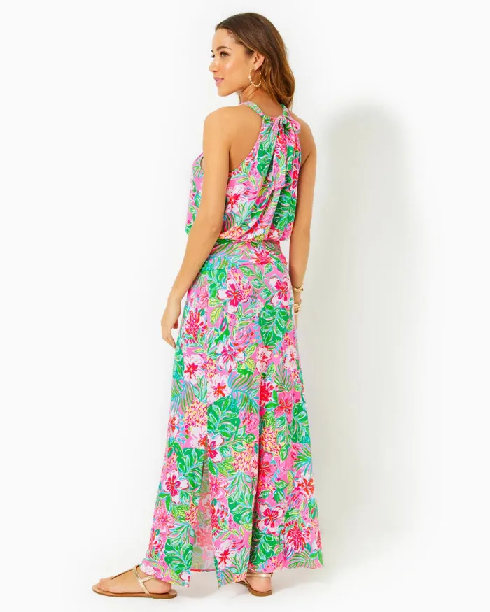 Dresses Women Lilly Pulitzer Shawnlee Elbow Sleeve OffTheShoulder Cotton Midi Dress Cerise Pink Safari Sunset