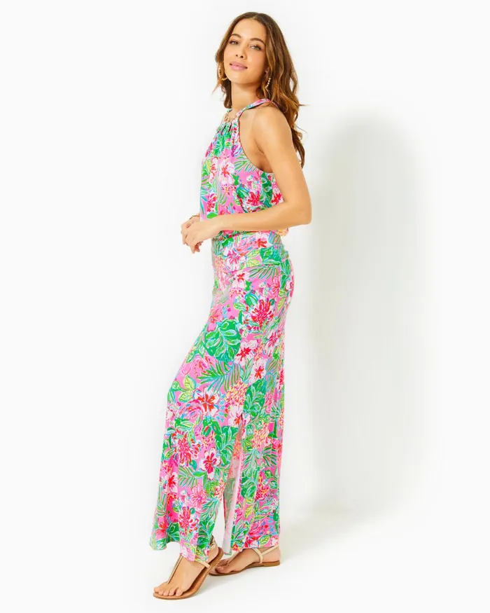 Dresses Women Lilly Pulitzer Shawnlee Elbow Sleeve OffTheShoulder Cotton Midi Dress Cerise Pink Safari Sunset