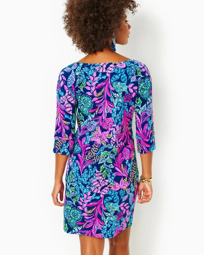 Dresses Women Lilly Pulitzer UPF 50 ChillyLilly Braedyn Dress Aegean Navy Calypso Coast