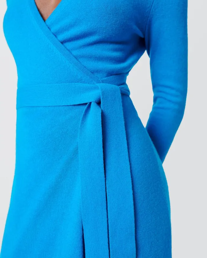 DVF Dresses Women Astrid WoolCashmere Wrap Dress Brilliant Blue