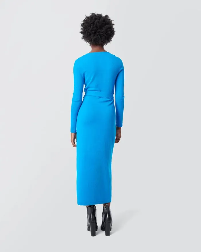 DVF Dresses Women Astrid WoolCashmere Wrap Dress Brilliant Blue