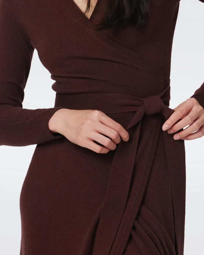 DVF Dresses Women Astrid WoolCashmere Wrap Dress Chestnut Brown