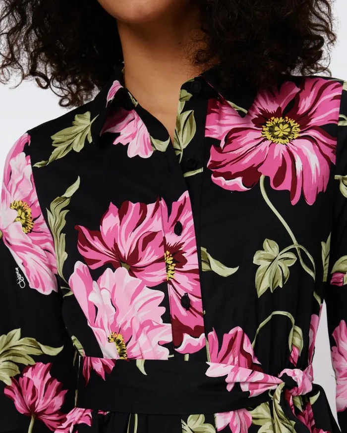 DVF Dresses Women Blaine Cotton Poplin Dress Huge Hendrix Floral Pink