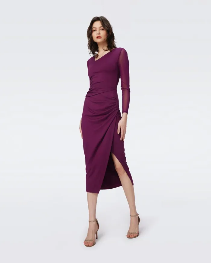 DVF Dresses Women Dorinda Dress Velvet Plum