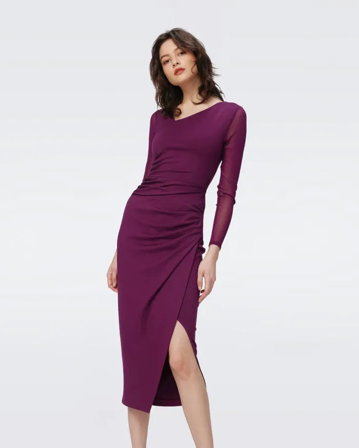 DVF Dresses Women Dorinda Dress Velvet Plum