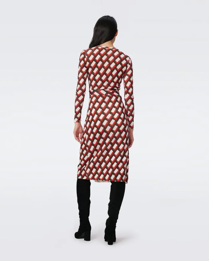 DVF Dresses Women Luella Wool Wrap Dress Blocks Red