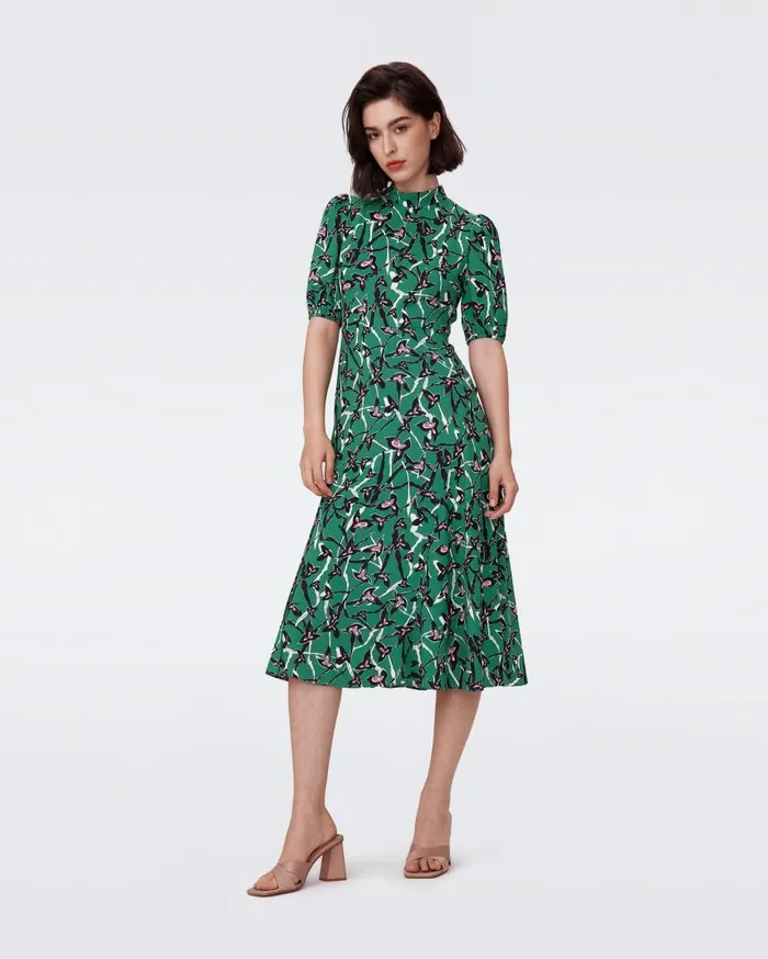 DVF Dresses Women Nella Dress Clover Twigs Green