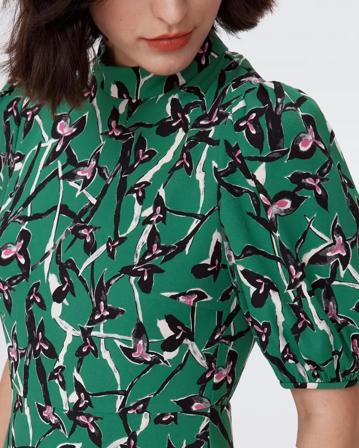 DVF Dresses Women Nella Dress Clover Twigs Green