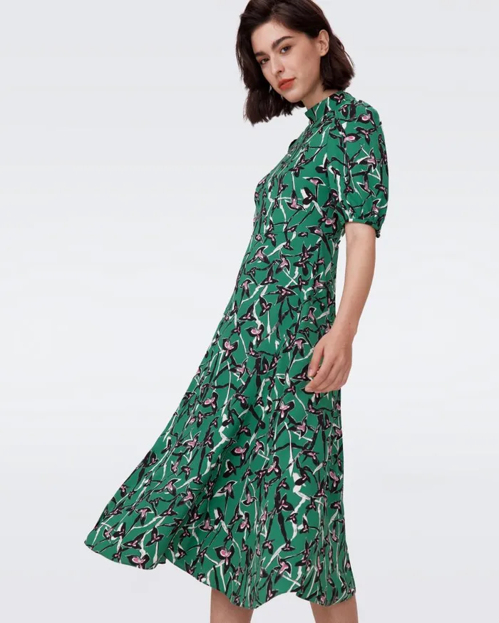 DVF Dresses Women Nella Dress Clover Twigs Green