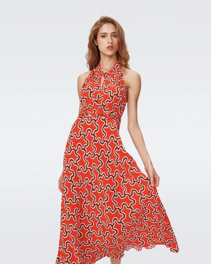 DVF Dresses Women Nyck Dress Tiny Cloud Patch Red