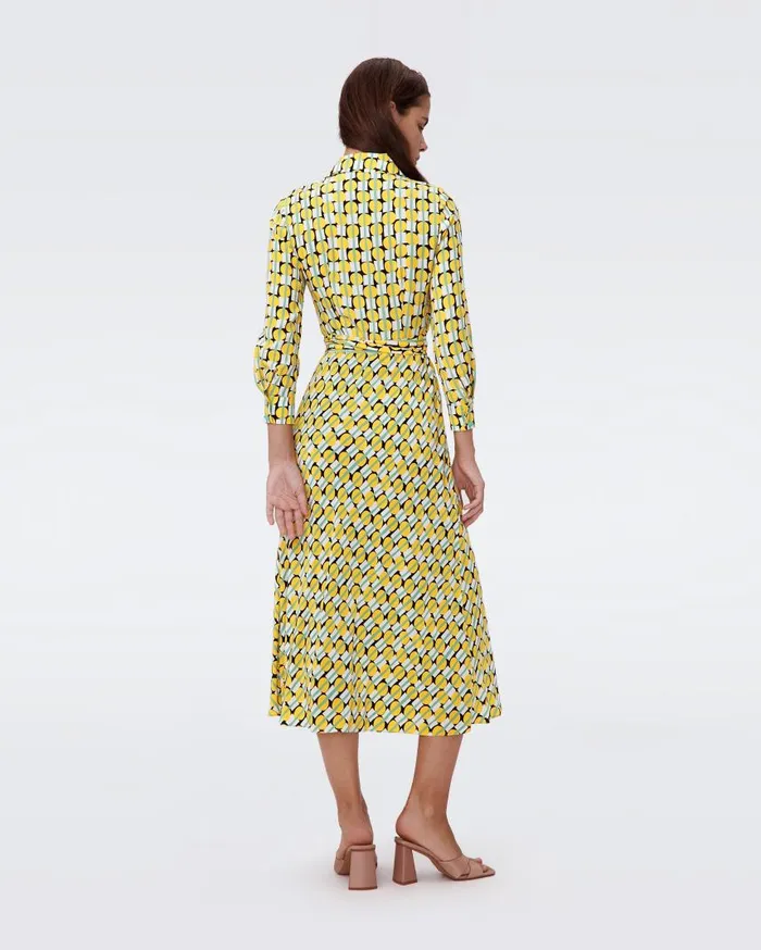 DVF Dresses Women Tori Wrap Dress Tiny Maypole Yellow