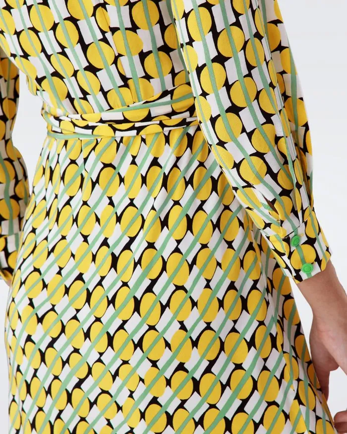 DVF Dresses Women Tori Wrap Dress Tiny Maypole Yellow