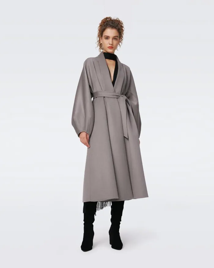DVF Jackets and Coats Women Tom Wool Coat Elephant Grey