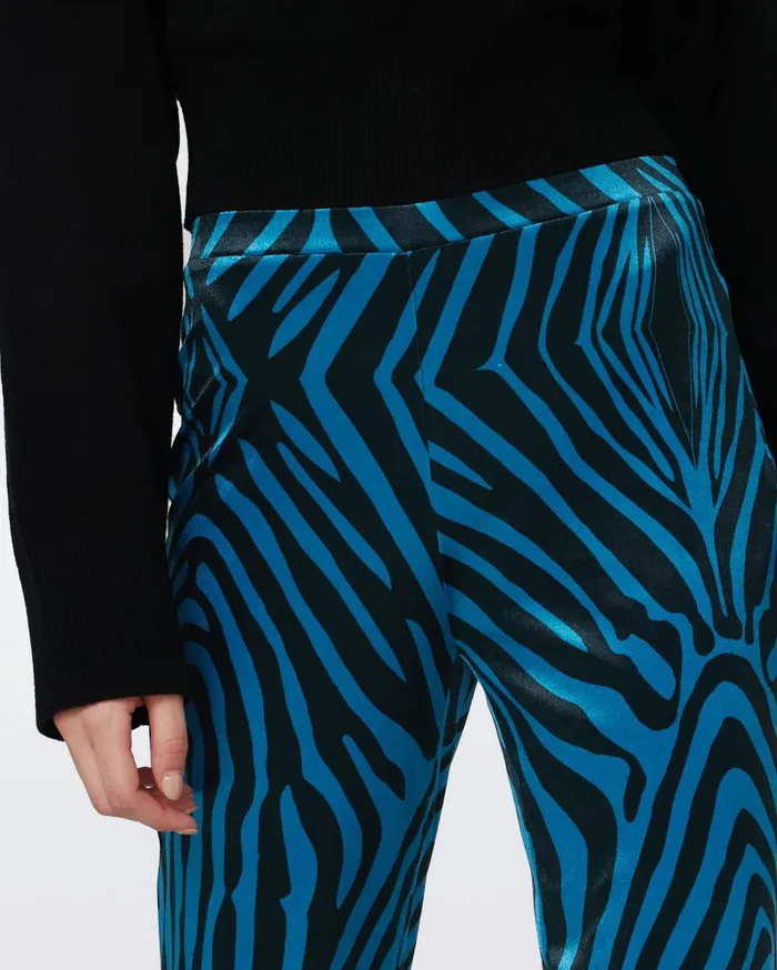 DVF Pants and Shorts Women Ruthette Velvet Pants Huge Zebra Blue