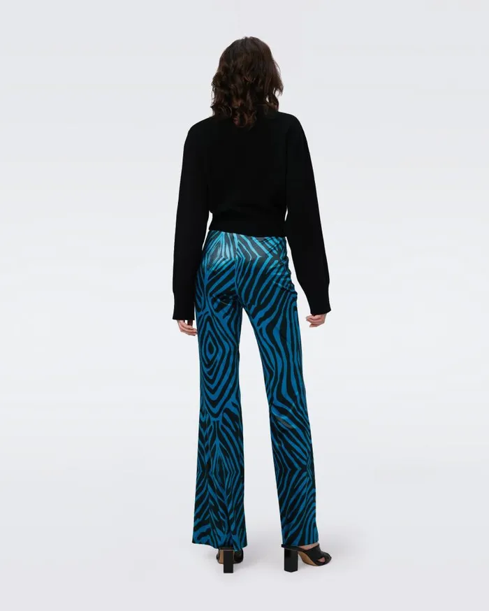 DVF Pants and Shorts Women Ruthette Velvet Pants Huge Zebra Blue