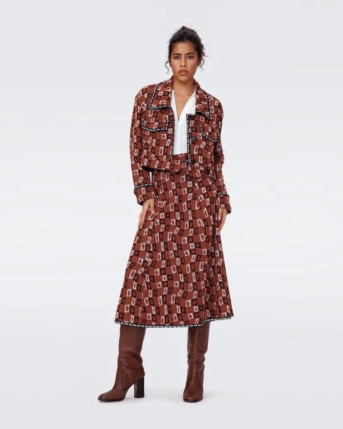 DVF Skirts Women Aphrodite Skirt Chain Spots Brown