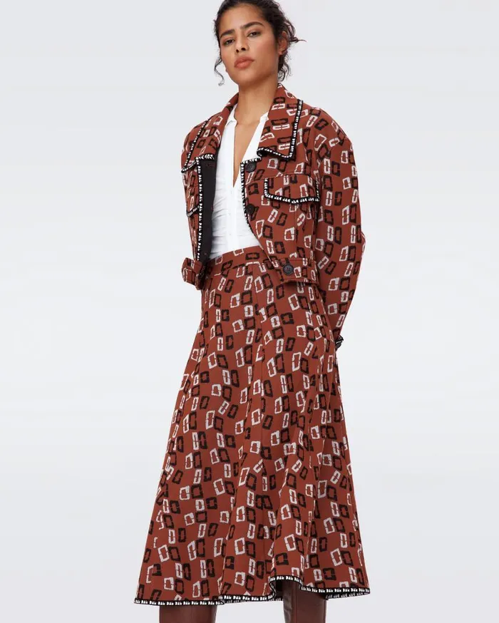 DVF Skirts Women Aphrodite Skirt Chain Spots Brown