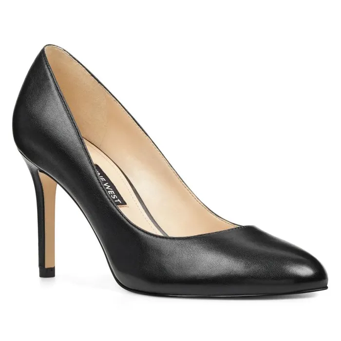 Dylan Round Toe Pumps Black Leather Women Nine West Heels Dylan Round Toe Pumps Black Leather Women Nine West Heels
