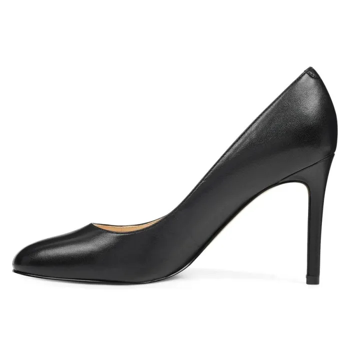 Dylan Round Toe Pumps Black Leather Women Nine West Heels Dylan Round Toe Pumps Black Leather Women Nine West Heels