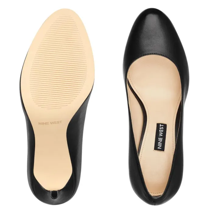 Dylan Round Toe Pumps Black Leather Women Nine West Heels Dylan Round Toe Pumps Black Leather Women Nine West Heels