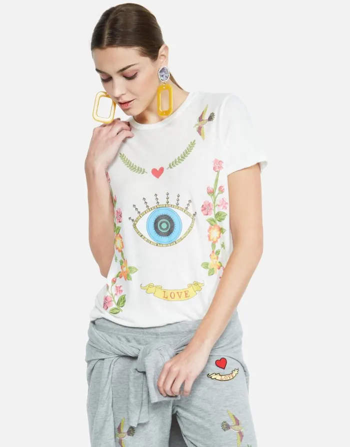 Edda Floral Eye Love Milk Women Lauren Moshi Short Sleeve