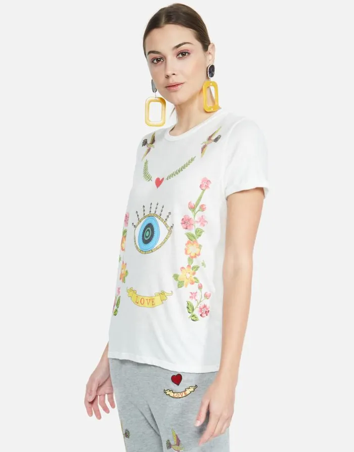 Edda Floral Eye Love Milk Women Lauren Moshi Short Sleeve