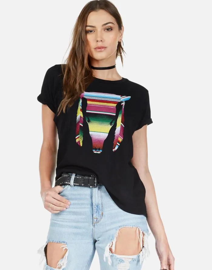 Edda Striped Bull Black Women Lauren Moshi Short Sleeve