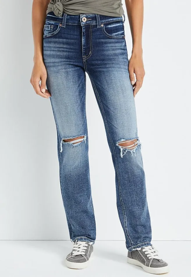 Edgely High Rise Medium Ripped Straight Jean Women Maurices Jeans