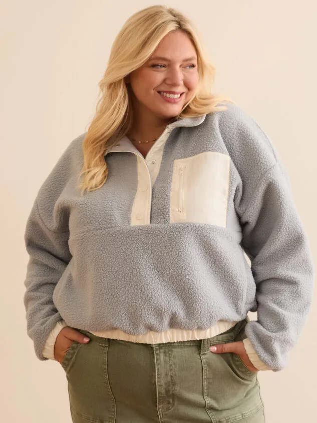 Eirwen Color Block Sherpa Pullover Ivorydustblue Women Altar039d State Jackets
