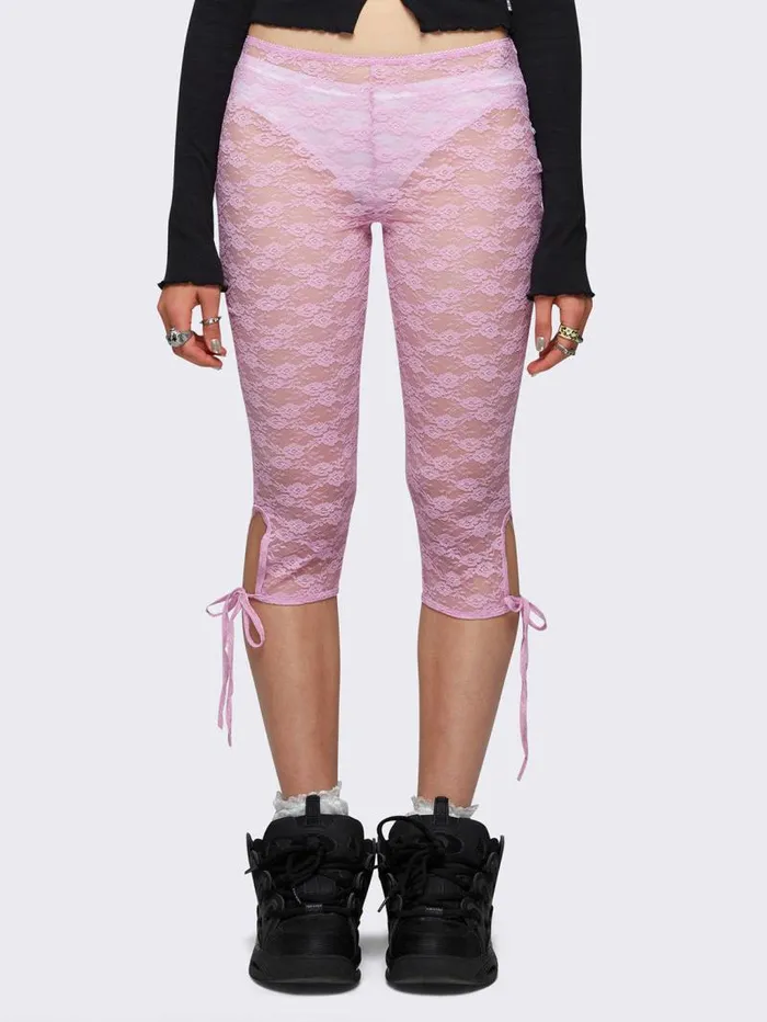 Elara Pink Lace Capri Leggings Women Minga London Socks and Tights