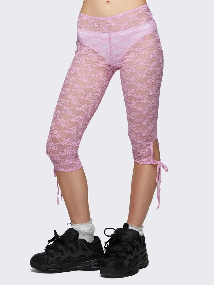 Elara Pink Lace Capri Leggings Women Minga London Socks and Tights