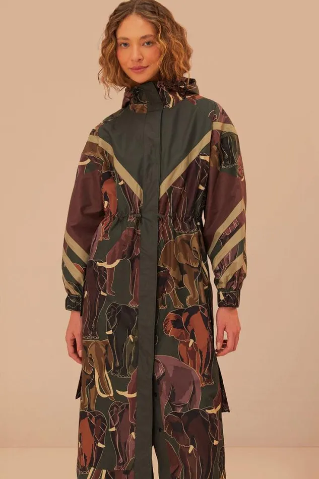 Elephants Maxi Raincoat Women FARM Rio Coats