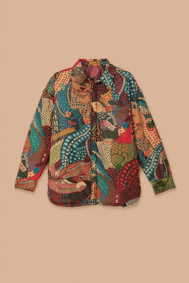 Elephants Reversible Puffer Shirt Women FARM Rio Puffer Jackets
