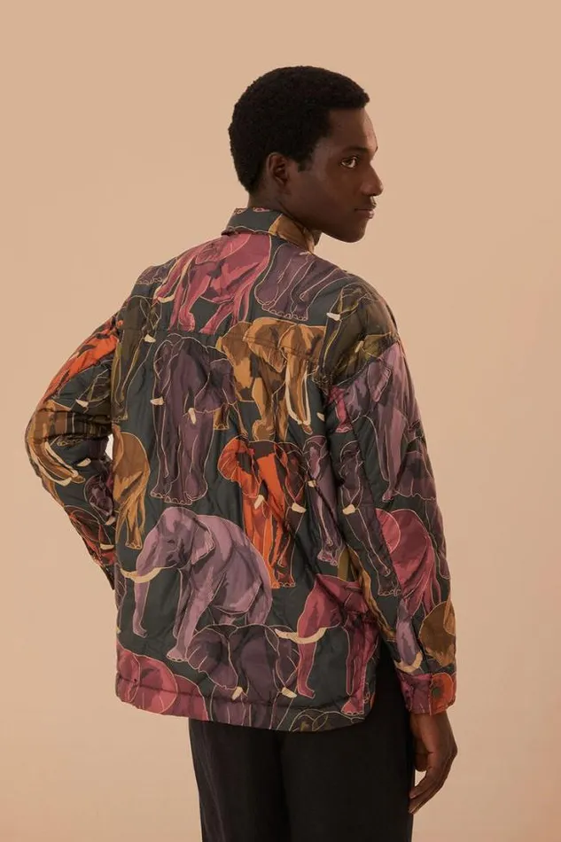 Elephants Reversible Puffer Shirt Women FARM Rio Puffer Jackets
