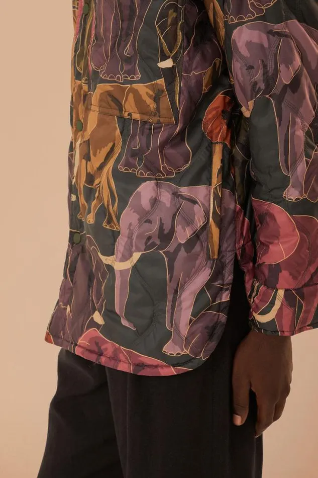 Elephants Reversible Puffer Shirt Women FARM Rio Puffer Jackets