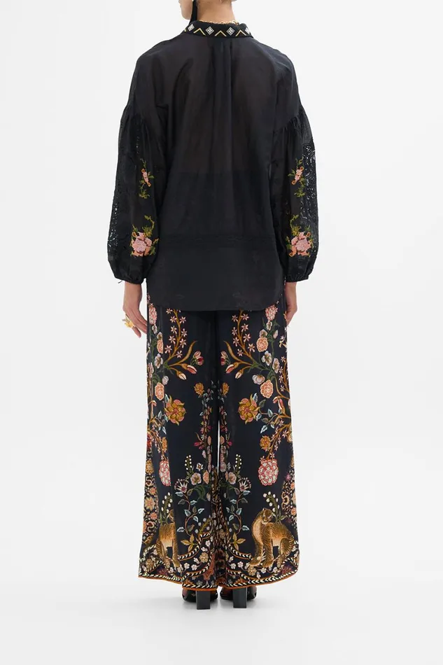 EMBROIDERED BALLOON SLEEVE SHIRT BLOUSE LOOM TO TOMB Loom To Tomb Womens Camilla Blouses and Shirts