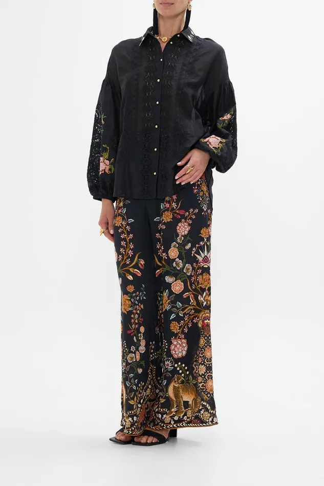 EMBROIDERED BALLOON SLEEVE SHIRT BLOUSE LOOM TO TOMB Loom To Tomb Womens Camilla Blouses and Shirts