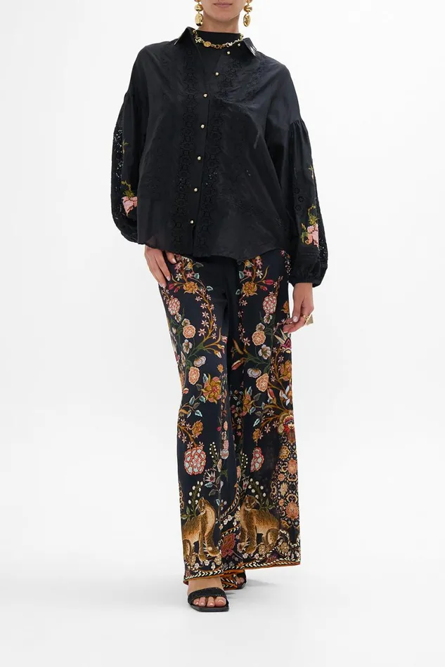 EMBROIDERED BALLOON SLEEVE SHIRT BLOUSE LOOM TO TOMB Loom To Tomb Womens Camilla Blouses and Shirts