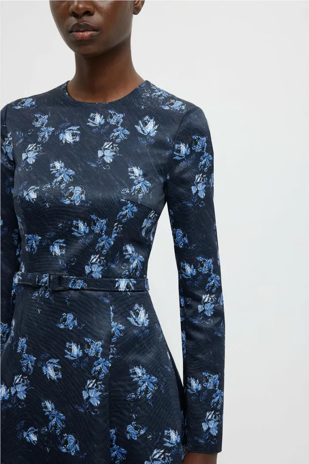 Emilia Wickstead Capucine Dress In Ditsy Rose On Navy Taffeta Faille Women Dresses Emilia Wickstead Capucine Dress In Ditsy Rose On Navy Taffeta Faille Women Dresses