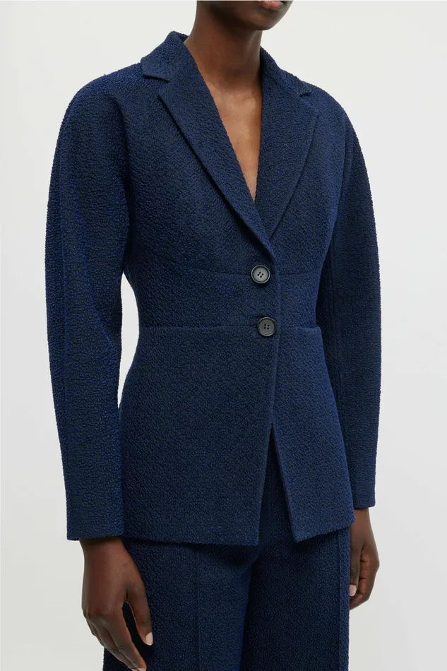 Emilia Wickstead Cezanne Jacket In Dark Navy Cotton Boucle Women Jackets And Coats
