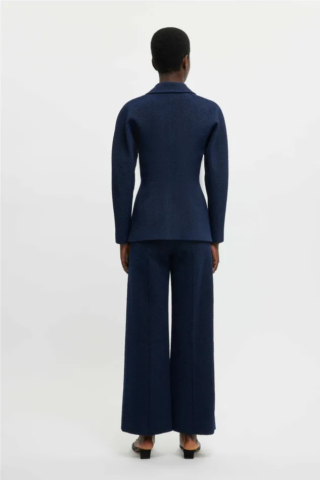 Emilia Wickstead Cezanne Jacket In Dark Navy Cotton Boucle Women Jackets And Coats