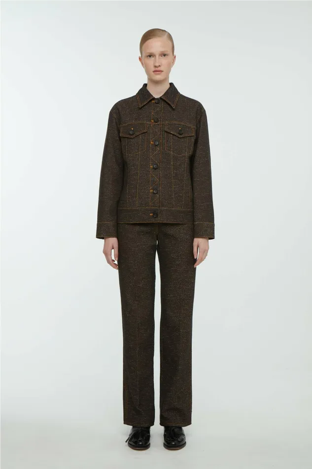 Emilia Wickstead Freesia Jacket In Black and Brown Denim Women Denim