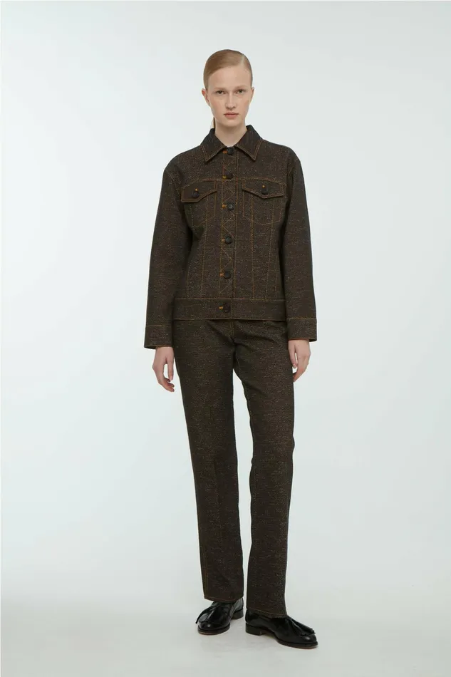 Emilia Wickstead Freesia Jacket In Black and Brown Denim Women Denim
