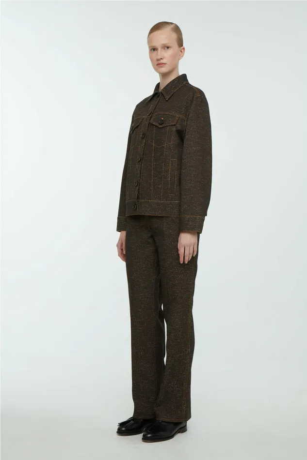Emilia Wickstead Freesia Jacket In Black and Brown Denim Women Denim