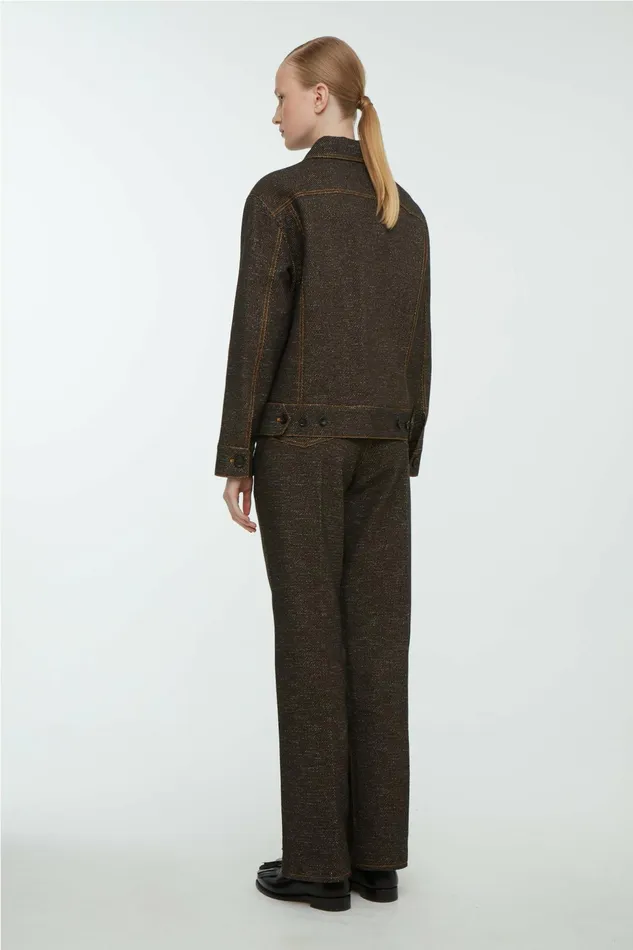 Emilia Wickstead Freesia Jacket In Black and Brown Denim Women Denim